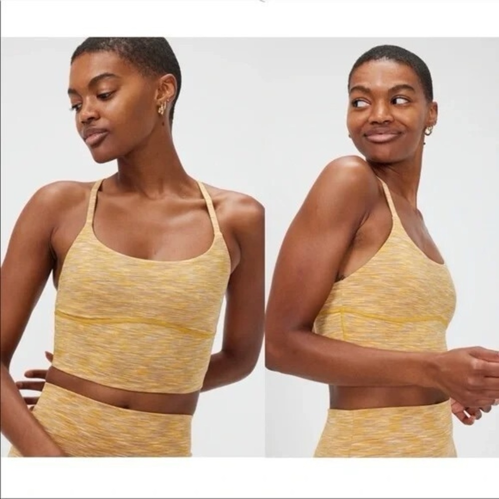 Outdoor Voices Free Form Flow Sports Bra Crop Top Yellow Sunset Yoga Women’s - L
